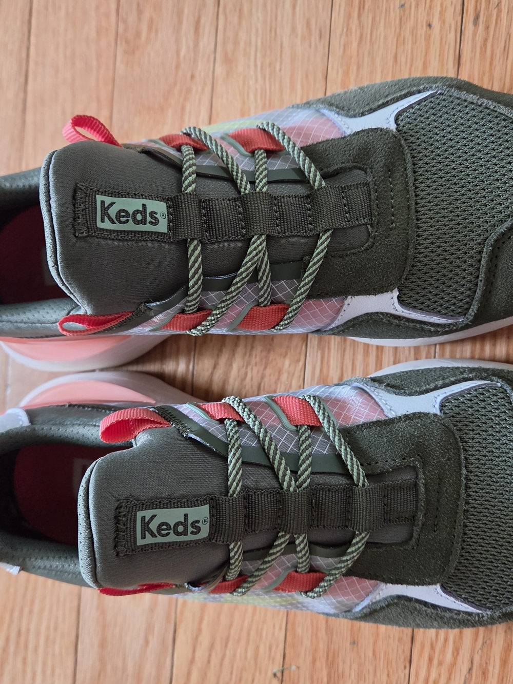 Keds Olive & Coral Stylish Sneakers
